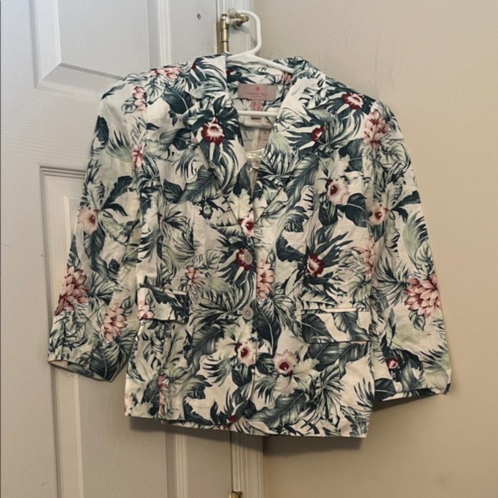 Laurie Felt Floral Blazer - Green and Pink